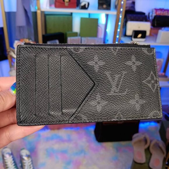 LOUIS VUITTON Monogram Eclipse Canvas Coin Card Holder Wallet - Picture 1 of 11